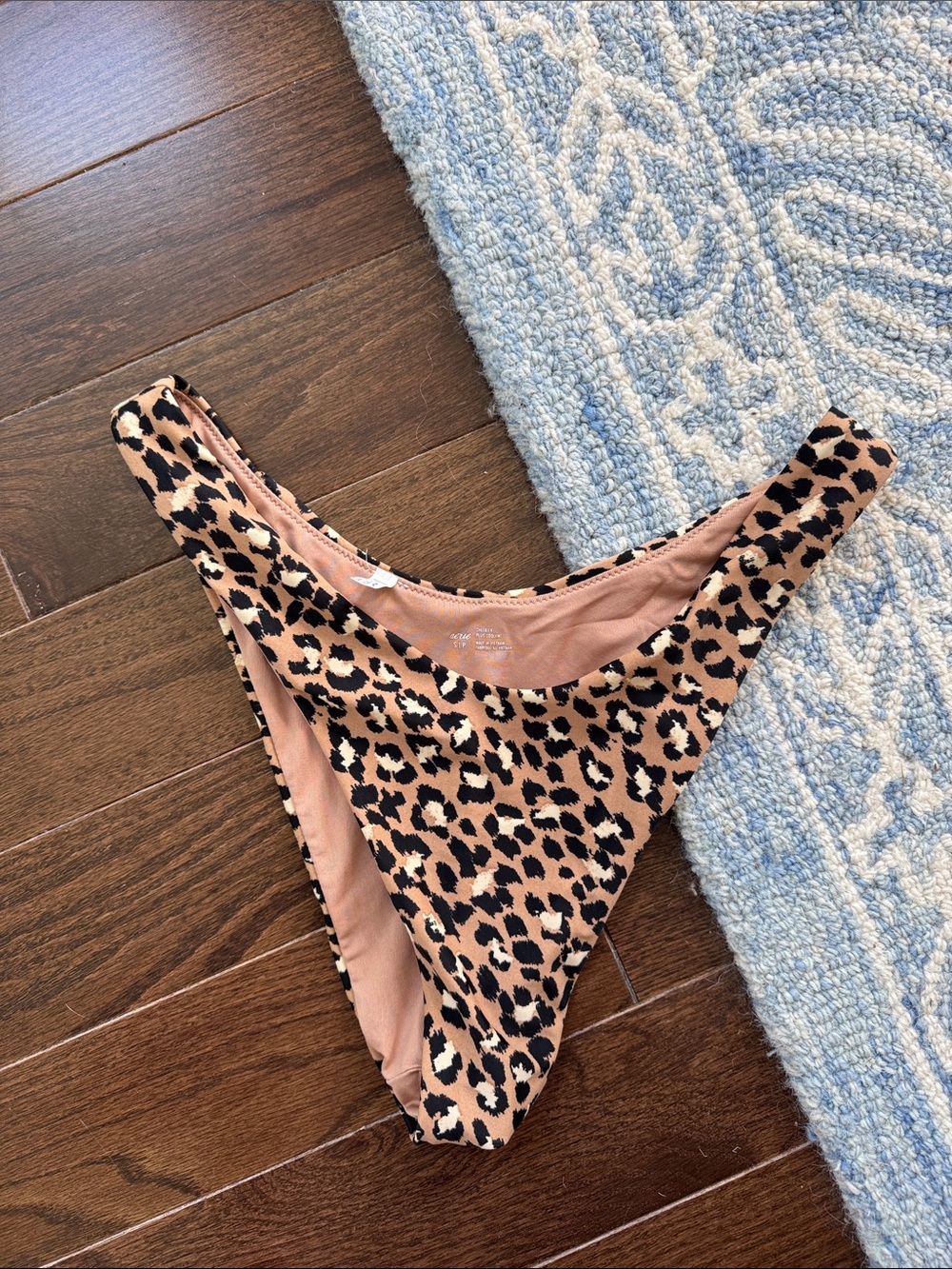 aerie Leopard Print Bikini Bottoms in Tan, Black & Cream